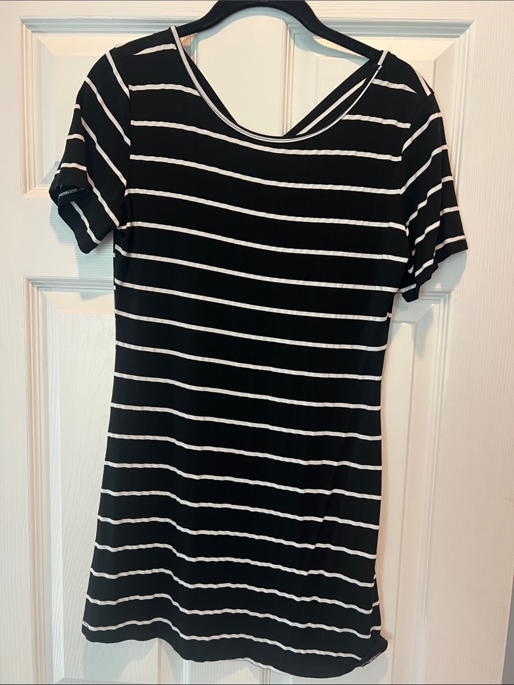 SHEIN Black and White Striped Midi Dress